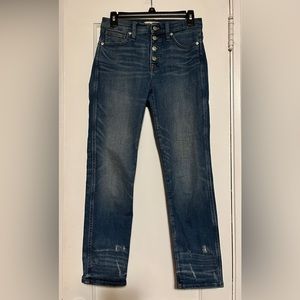 Madewell slim straight, distressed jeans. Size 26